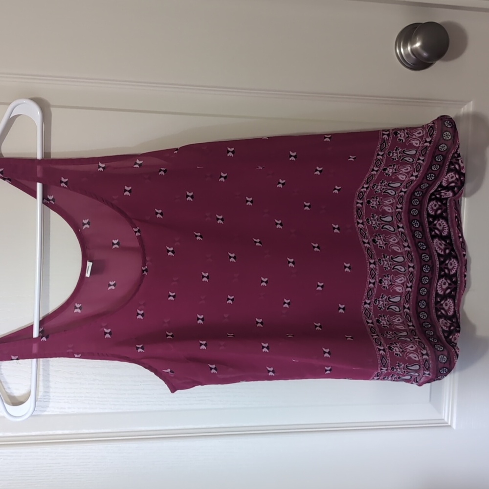 Handkerchief print sheer tank